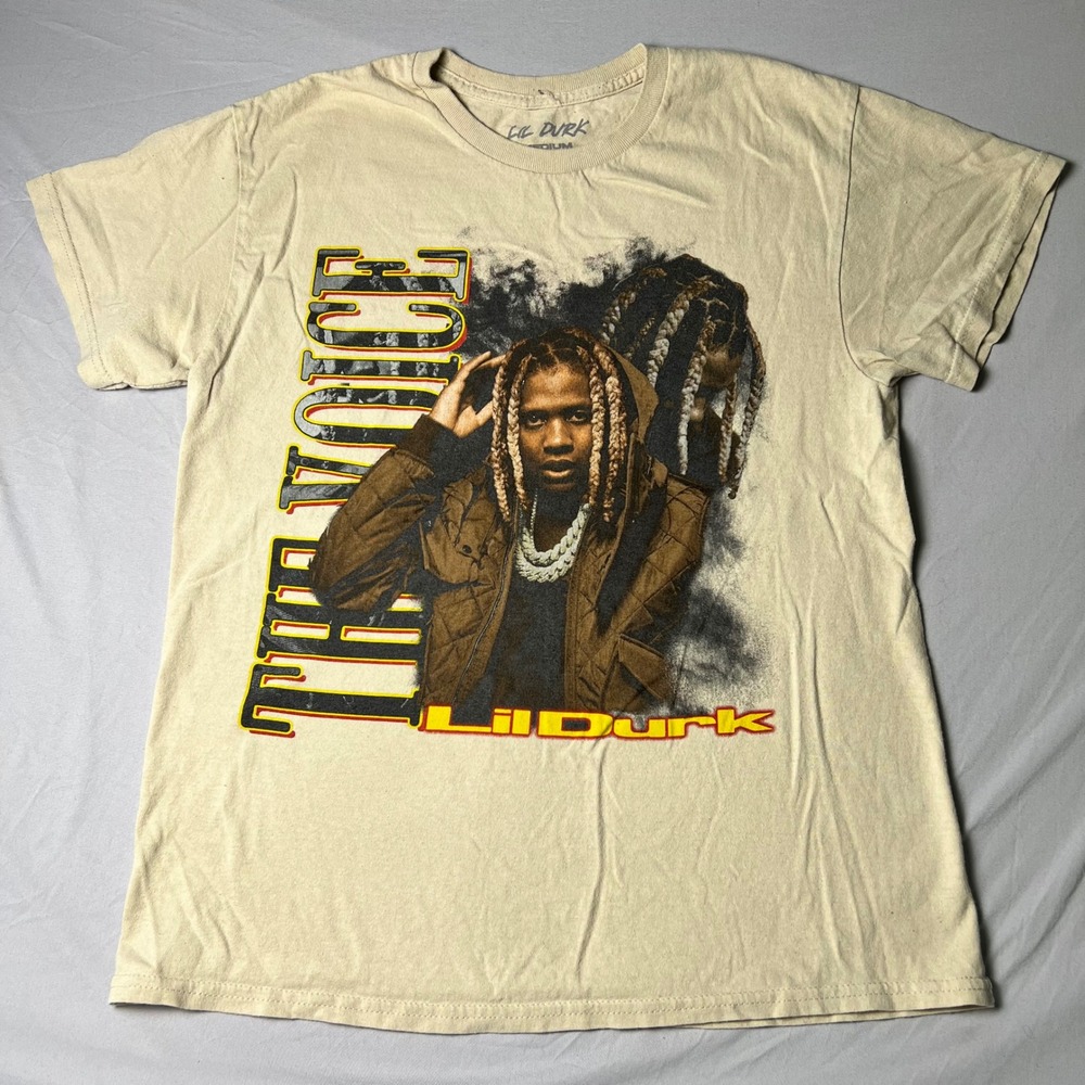 Lil Durk The Voice Graphic T-Shirt Tan Mens Medium Hip Hop Rap Tee RN 162739